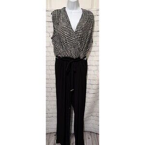Calvin Klein Black & White Jumpsuit one-piece Sleeveless Wide Leg Plus Size 18W